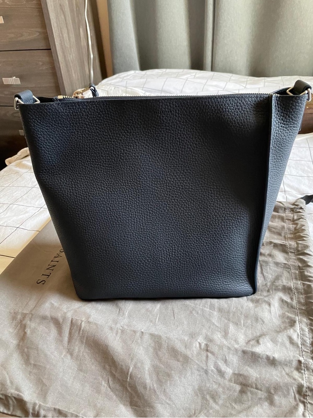 All saints Classic Navy Leather Shoulder Bag